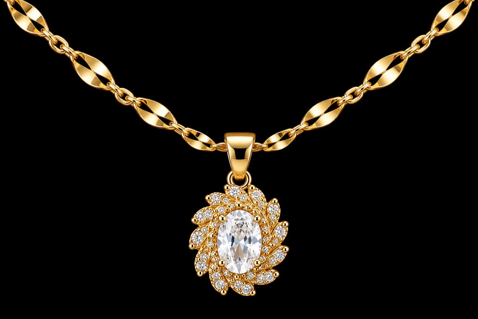 Colar Dourado com Pingente cravejado