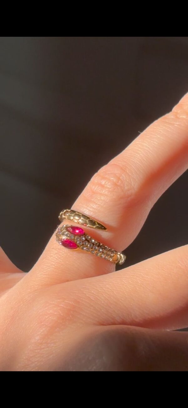 Anel Serpente Rosa Envolvente