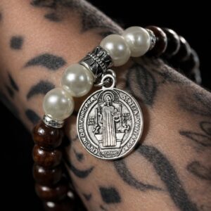 Pulseira Olho de Tigre Medalha